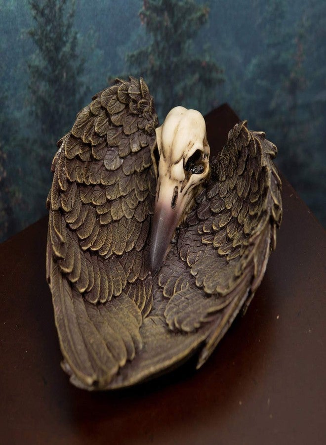 Ebros Gift Ebros Harbinger Of Doom Edgar Poe Gothic Winged Raven Skull Jewelry Coin Dish Tray Ashtray Figurine 6.75"L Ossuary Macabre Halloween Decor Sculpture - Image 2